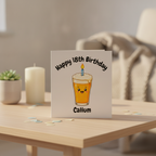 Personalised 18th Birthday Pint Glass Card - Custom Name & Age