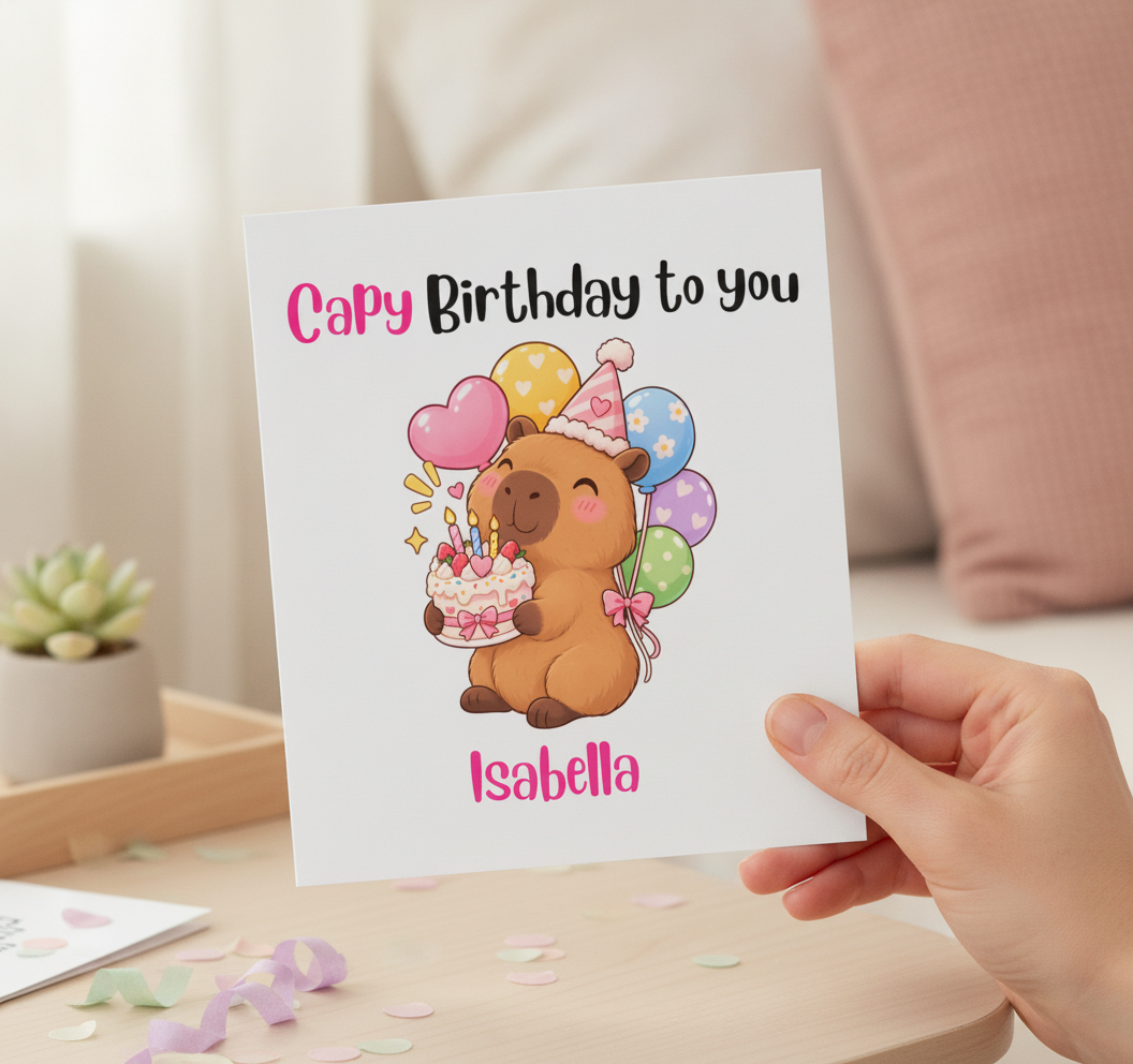 Get This Personalised Capybara Birthday Card for Your Favourite Person!