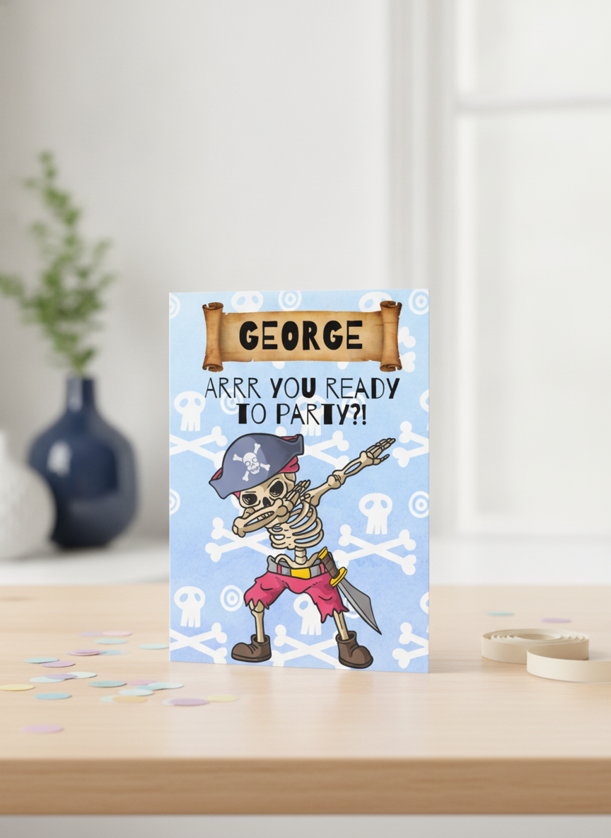 Arrr You Ready? Funny Pirate Birthday A5 Card for Adventurers