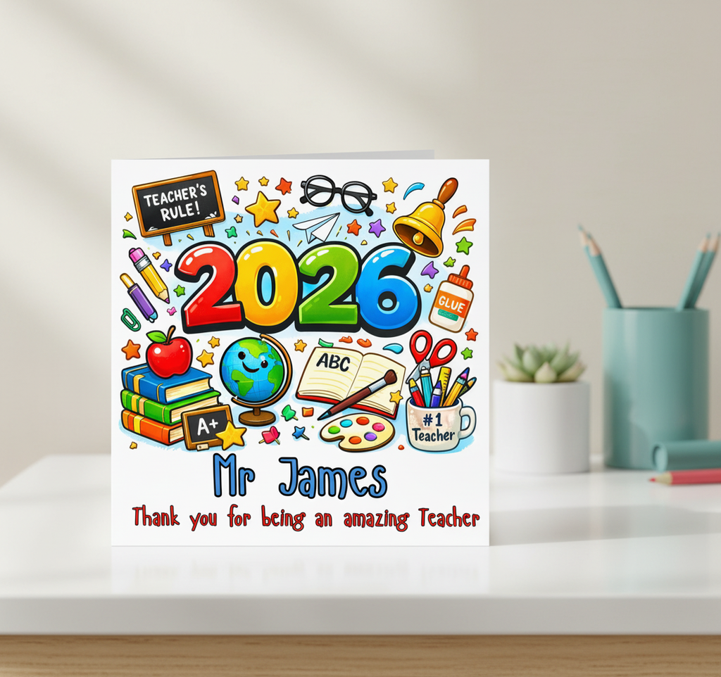 Personalised Thank You Teacher Card 2026 - Square Card