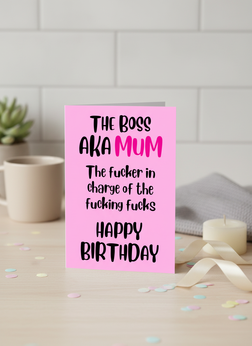 Happy Birthday Card for Mum - The Real Boss, A5 Card by PacaPrints