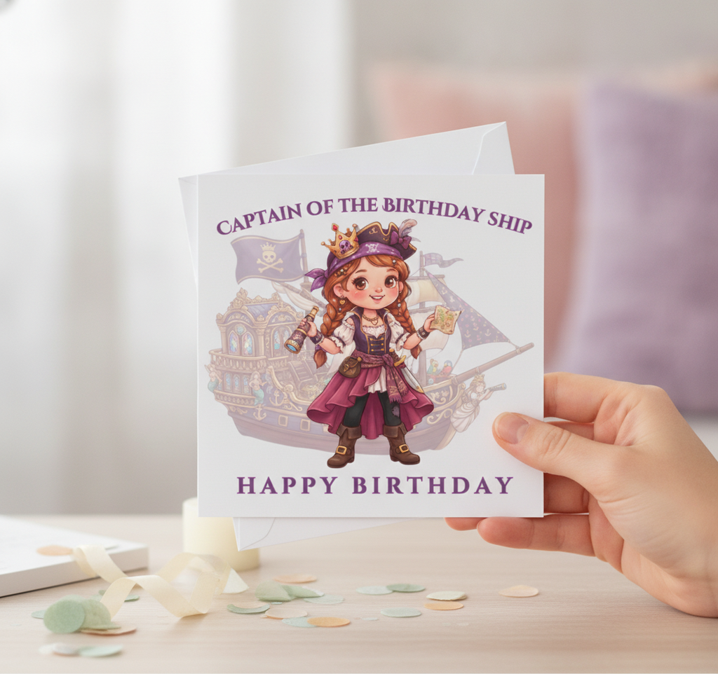 Captain of the Pirate Ship Square Birthday Card