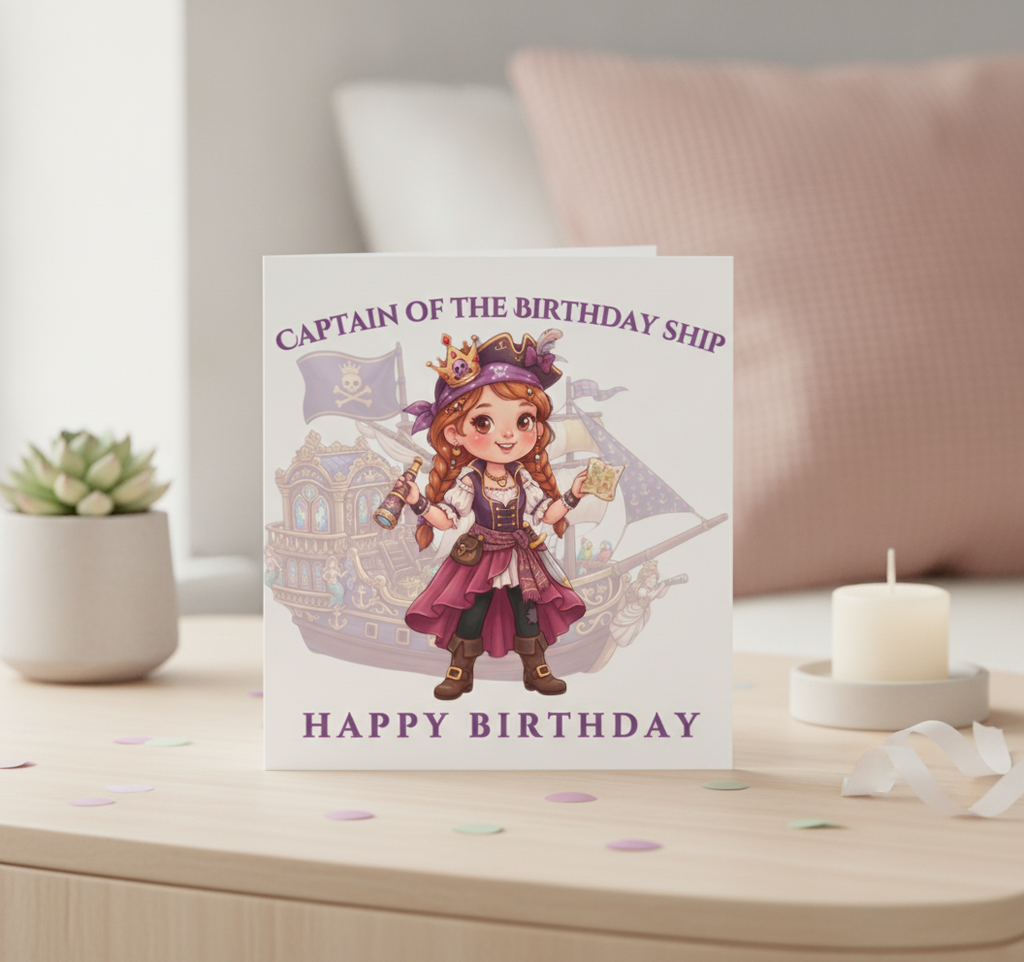 Captain of the Pirate Ship Square Birthday Card