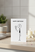 Funny Stick Figure Birthday Card | Minimalist Humour A5, A6 & Square