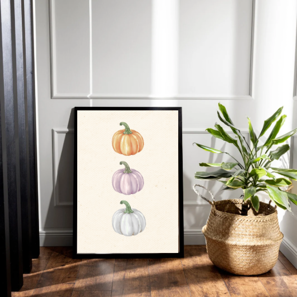 Autumn A4 Wall Prints – Pumpkins, Cosy Quote & Pumpkin Spice Latte | Print Only or Framed