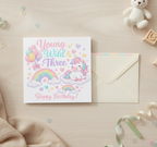 Young Wild & Three 3rd Birthday Card – Square & Ready for Fun