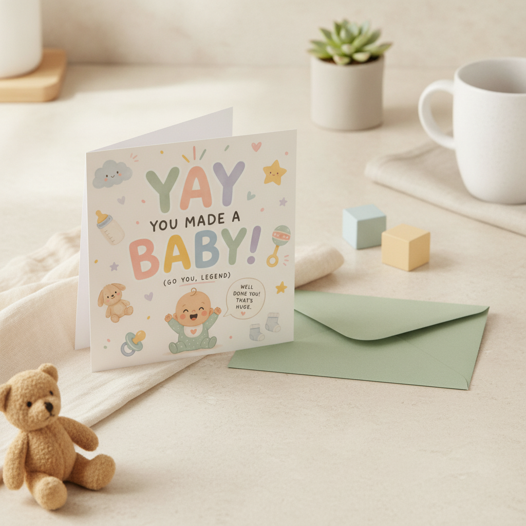 Funny New Baby Card: 'Yay You Made a Baby!' - Square Greeting Card