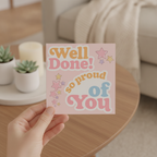Pastel Star 'Well Done So Proud Of You' Congratulations Square Card