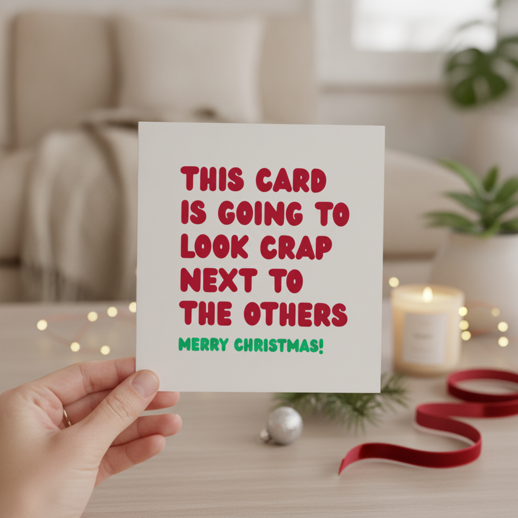'This Card Will Look Crap' Christmas Square Card: A Witty Greeting
