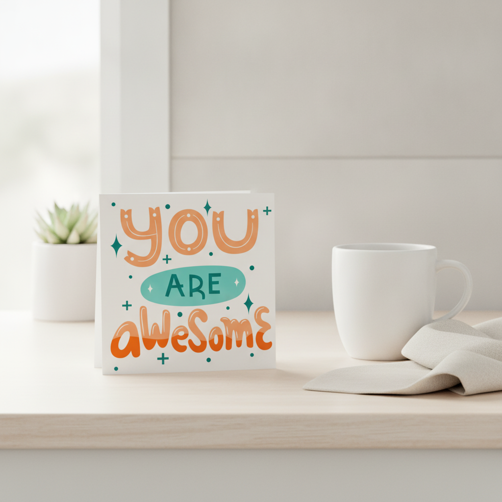 You Are Awesome Card - Square Celebration Greeting for a Great Mate
