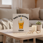 Personalised 18th Birthday Pint Glass Card - Custom Name & Age