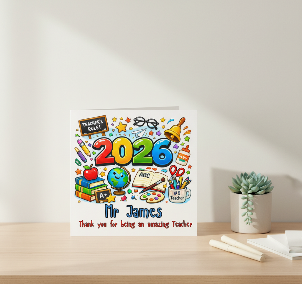 Personalised Thank You Teacher Card 2026 - Square Card
