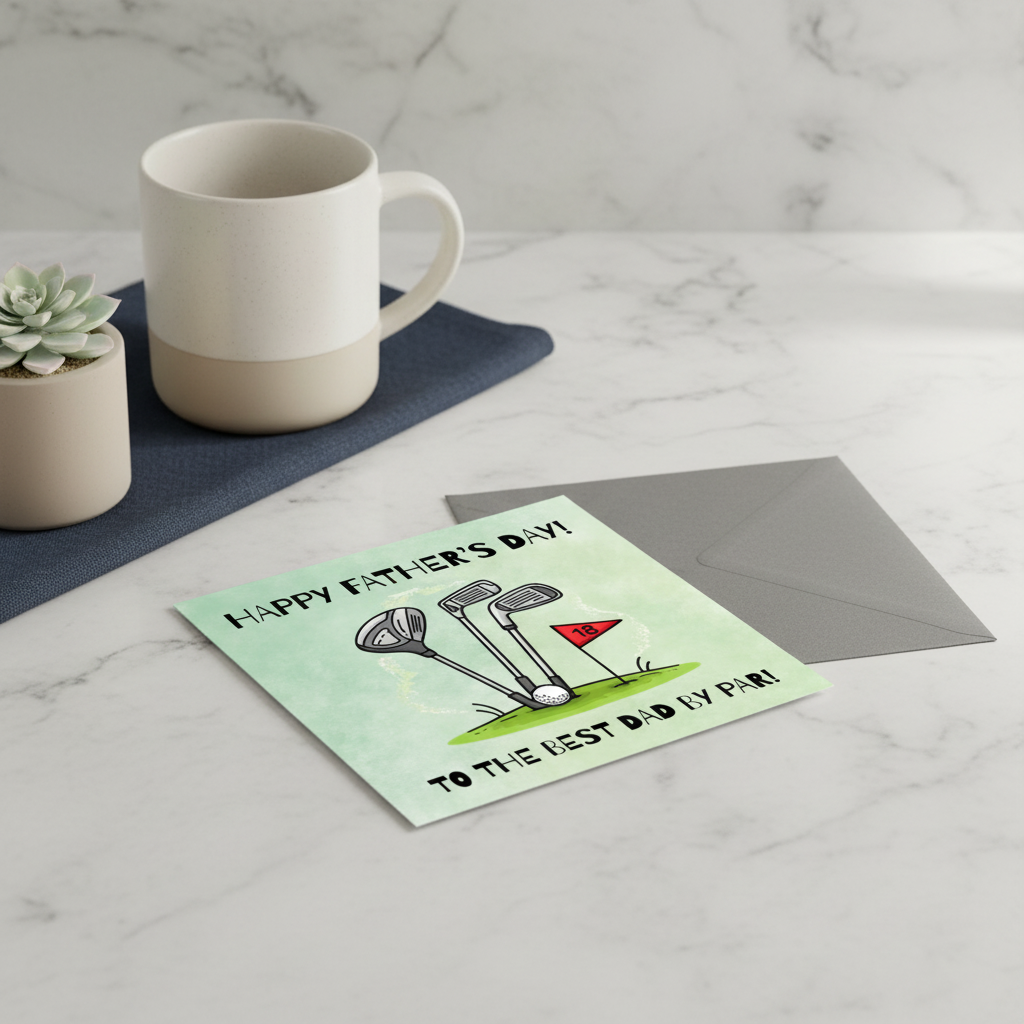 Best Dad By Par Father's Day Card - Square
