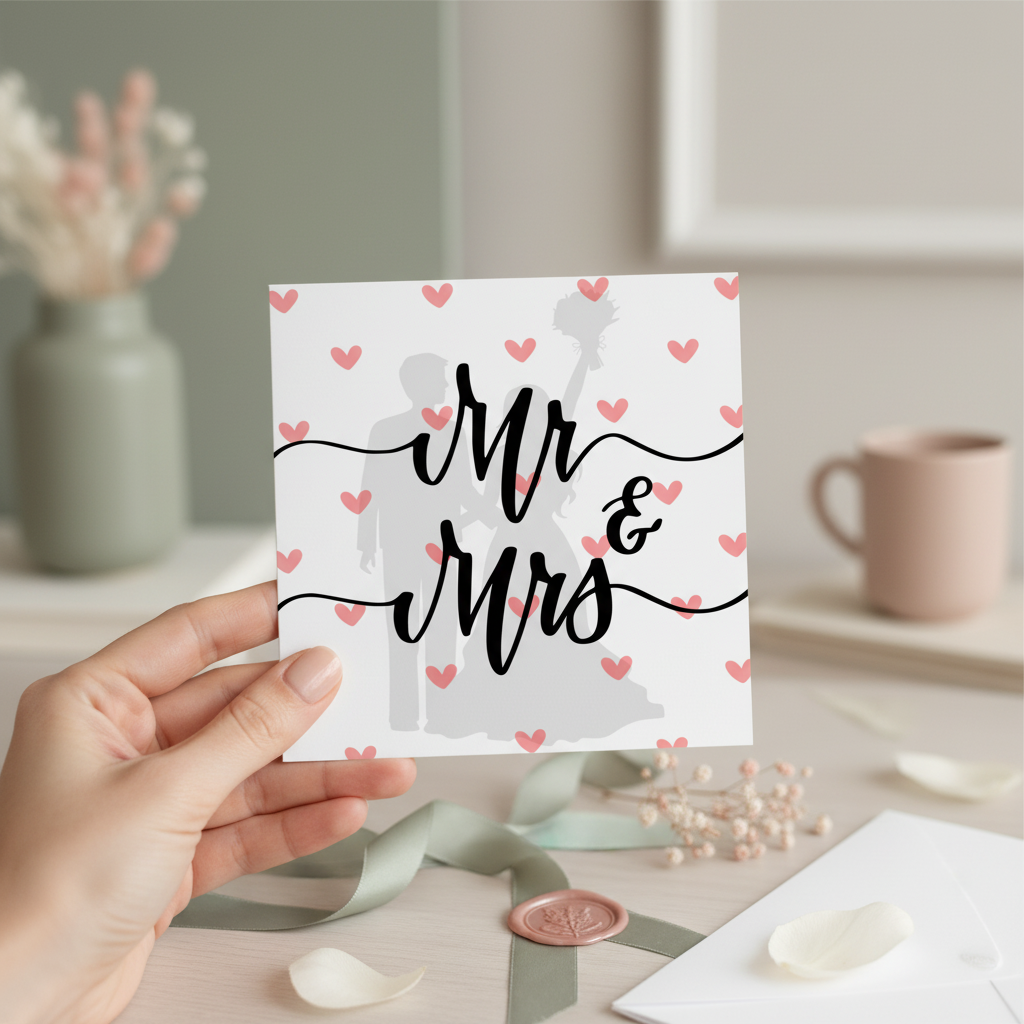 Mr & Mrs Wedding Card - Square Design