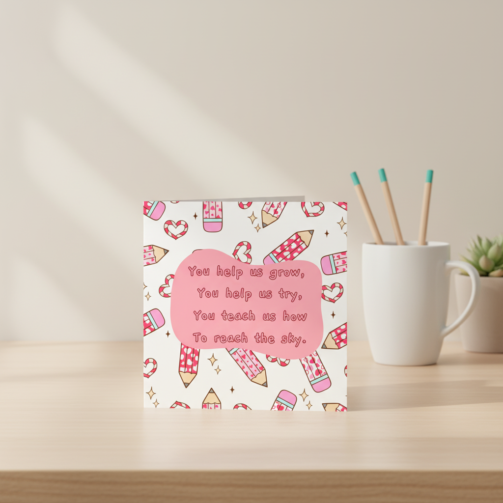 Thank You Teacher Card - Help Us Grow Square Card