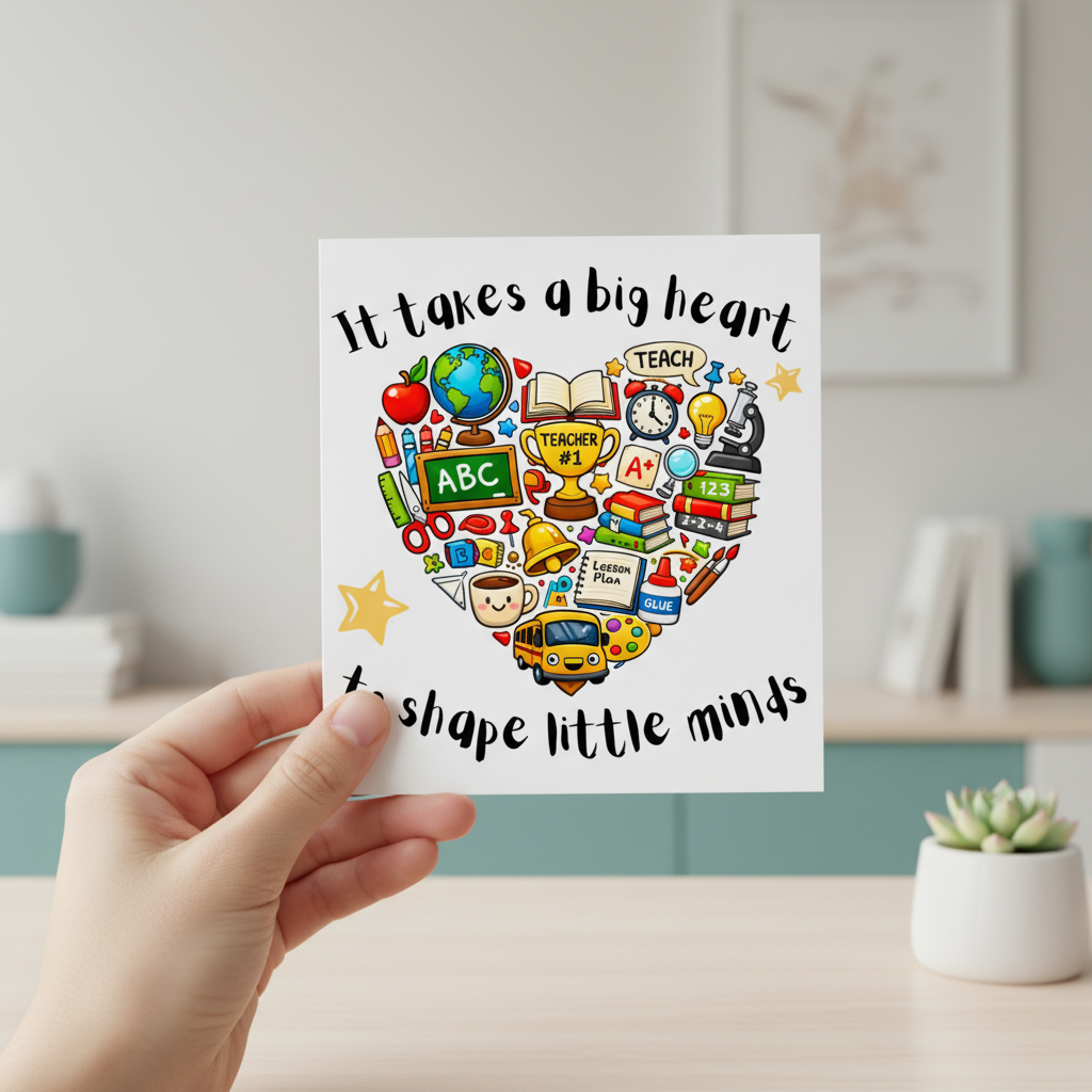 Big Heart Teacher Card - Thank You Card for Teachers