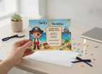 Swashbuckling Pirate Theme Kids Birthday Party Invites (A6)