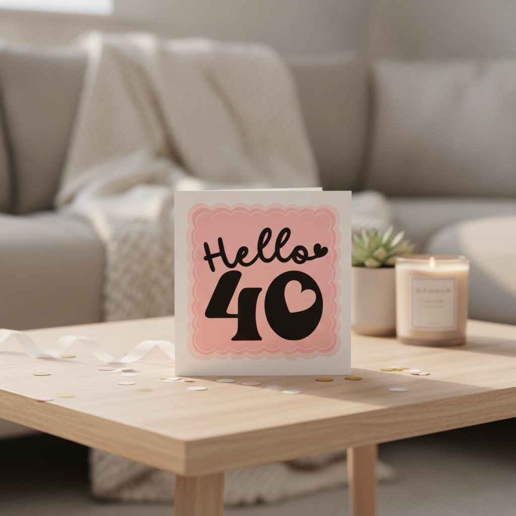 Hello 40! Funny 40th Birthday Card for Her – Square