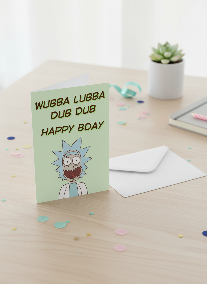 Wubba Lubba Dub Dub Birthday Card | Funny Rick & Morty Inspired Birthday Card. A6 A5