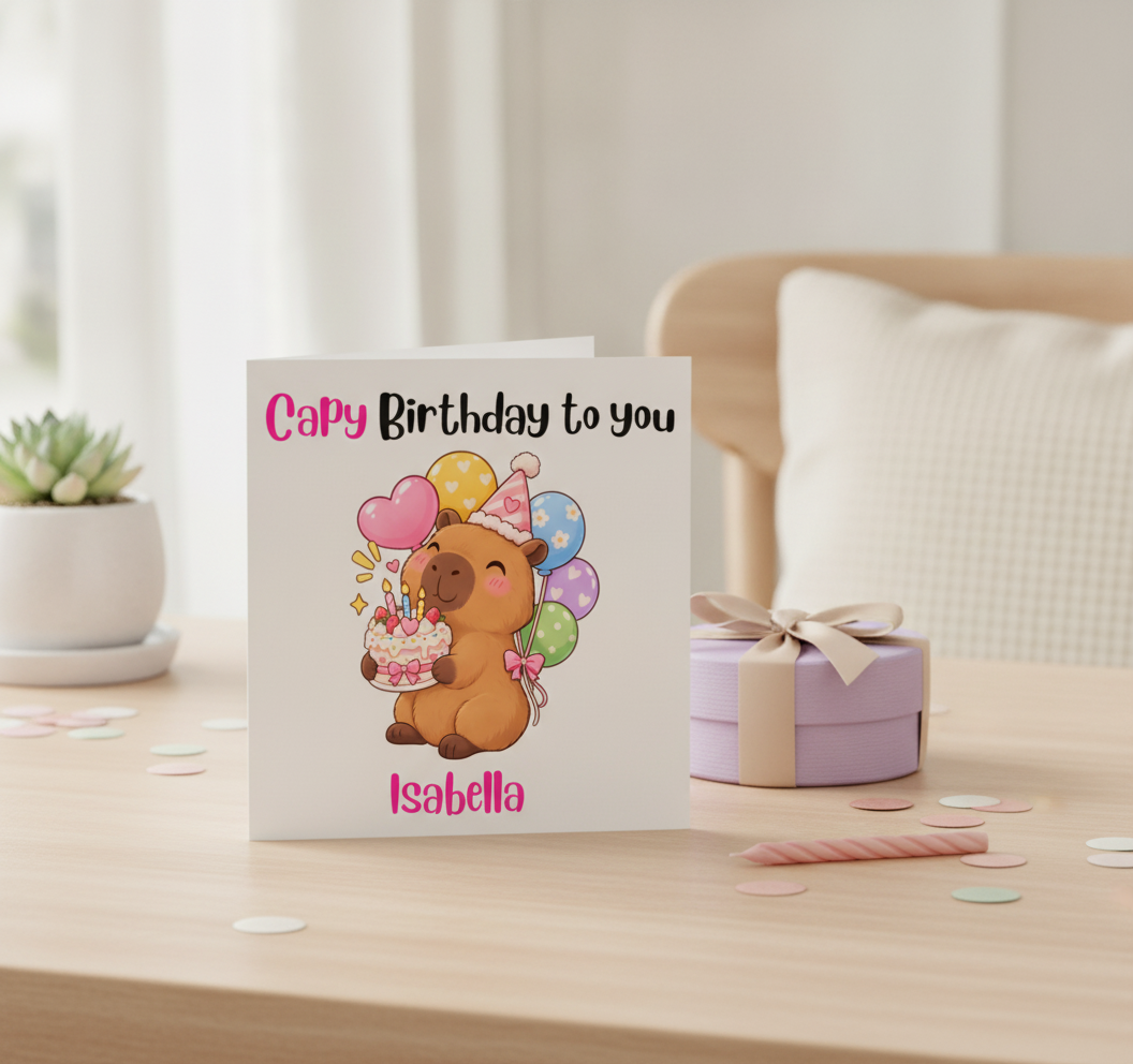 Get This Personalised Capybara Birthday Card for Your Favourite Person!