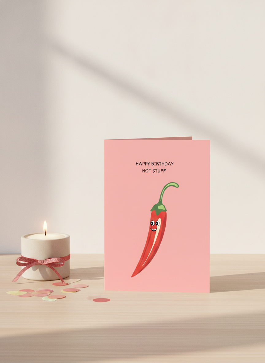 "Happy Birthday Hot Stuff" Flirty Birthday Card for Your Partner (A6)