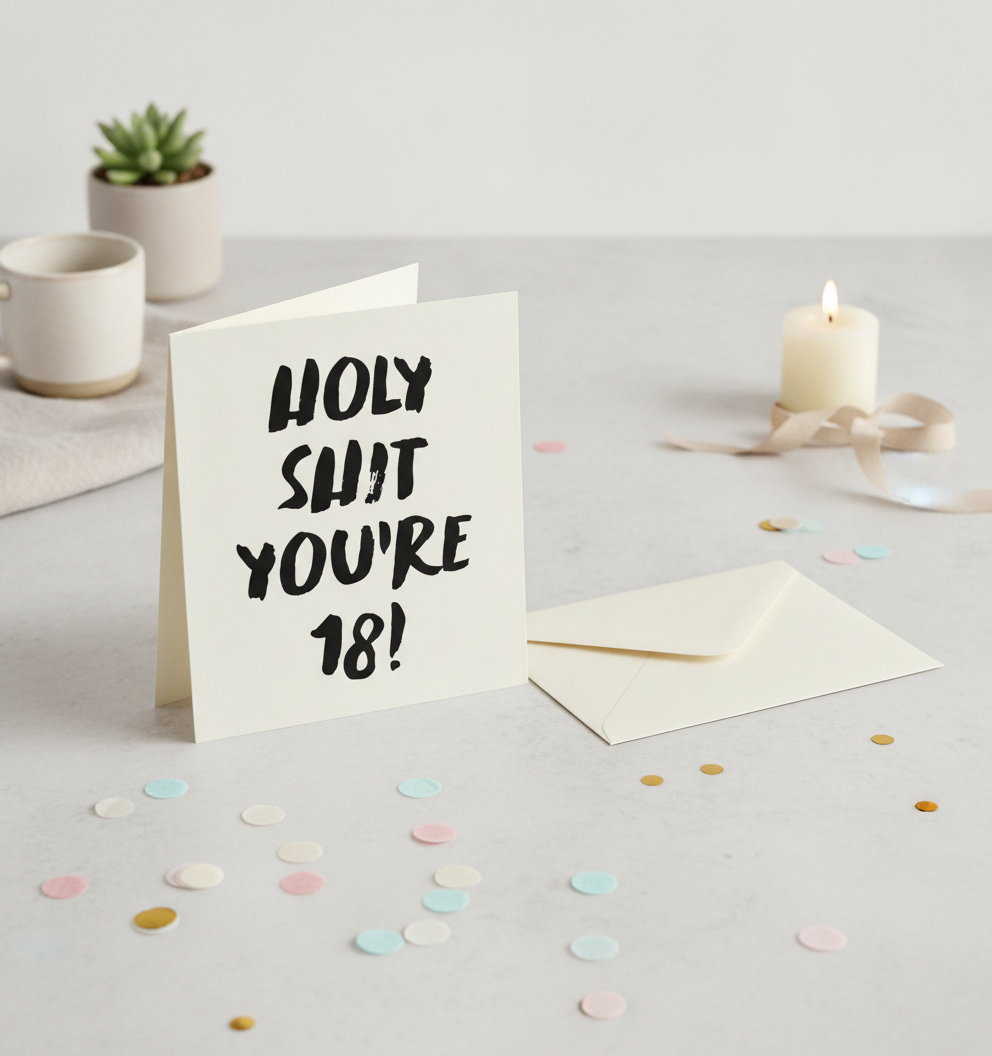 Holy Shit You're 18 Birthday Card - Funny 18th Card for Him or Her