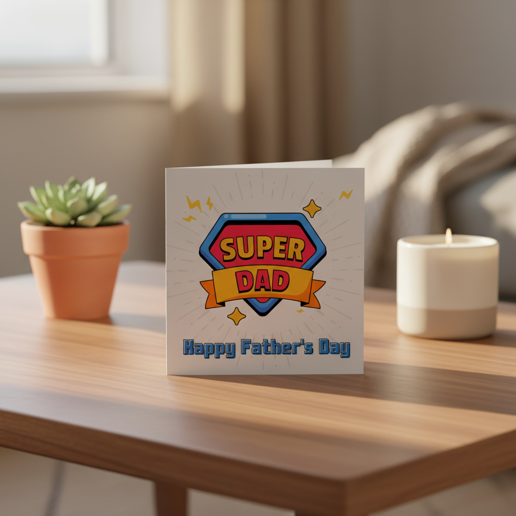 Super Dad Father's Day Card - Square Card for a Special Dad
