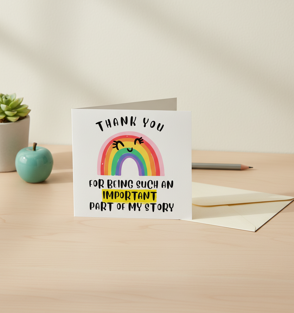 Rainbow Teacher Card - Thank You Card for Teachers (Square)
