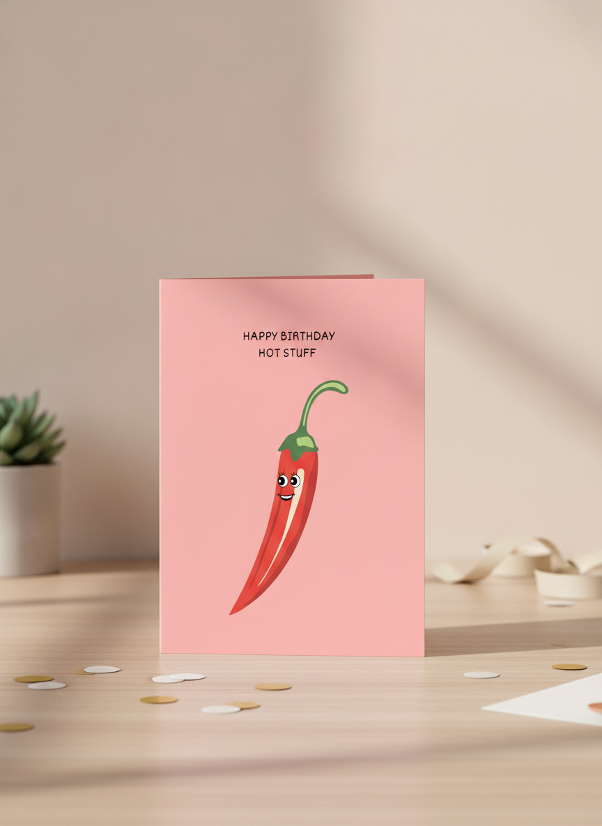 "Happy Birthday Hot Stuff" Flirty Birthday Card for Your Partner (A6)