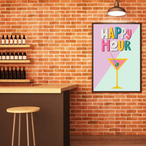 Happy Hour Colourful Cocktail Print – Bold Wall Art