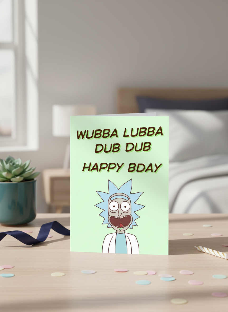 Wubba Lubba Dub Dub Birthday Card | Funny Rick & Morty Inspired Birthday Card. A6 A5
