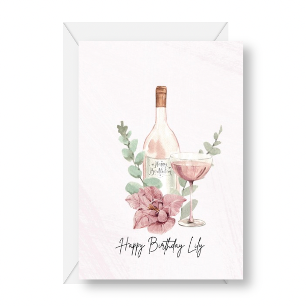 Personalised Floral Pink Birthday Card
