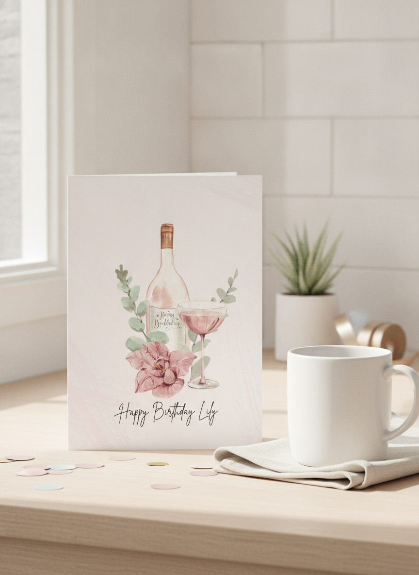 Personalised Floral Pink Birthday Card