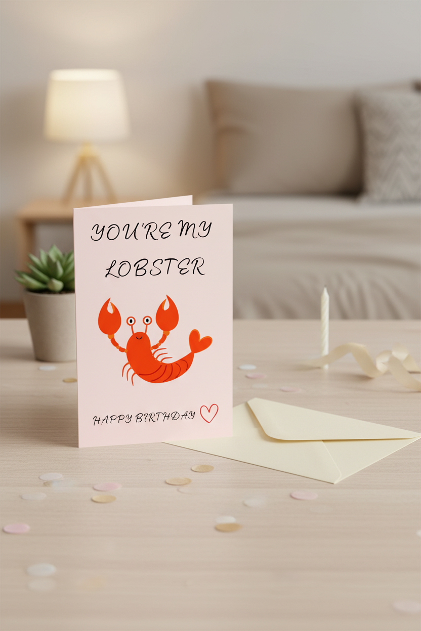 You’re My Lobster Birthday Card – Cute Card for Partner or Friend