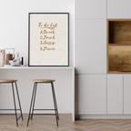 To Do List Funny Kitchen Print – Fun Snack, Drink, Gossip & Dance Wall Art