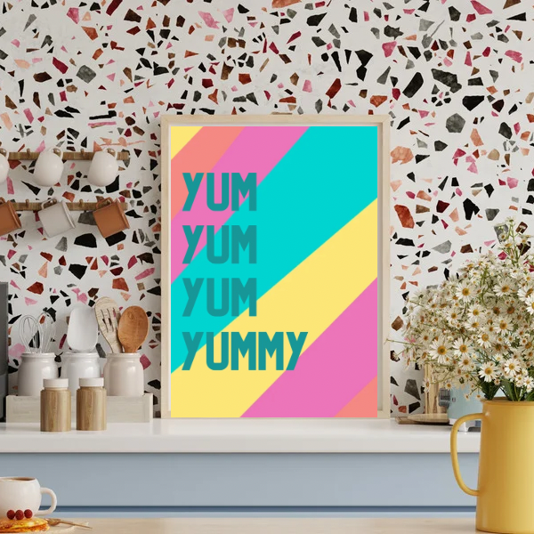 Yum Yum Yummy Colourful Kitchen Print – Bold Wall Art