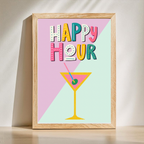 Happy Hour Colourful Cocktail Print – Bold Wall Art