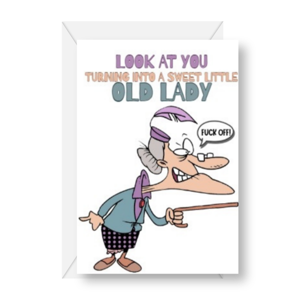 Funny Old Lady Birthday Card