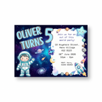 Space Explorer Kids Birthday Party Invitations