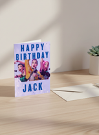 Kids Personalised Custom K-Pop Birthday Card, Purple A5