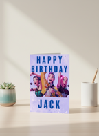 Kids Personalised Custom K-Pop Birthday Card, Purple A5