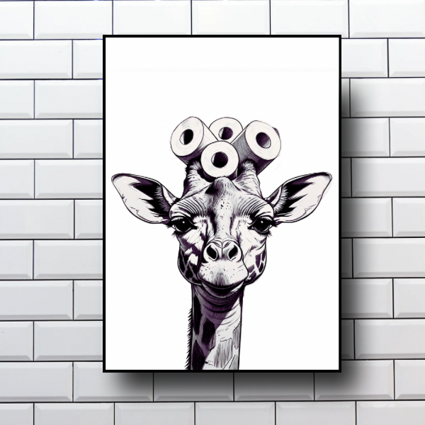 Giraffe bathroom prints set of 3