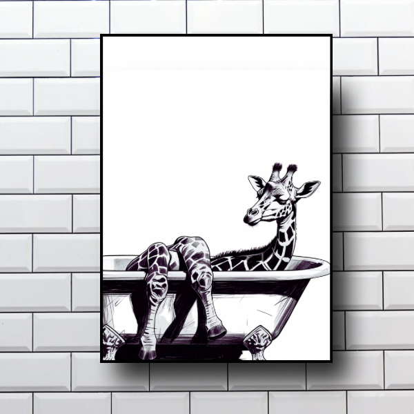 Giraffe bathroom prints set of 3