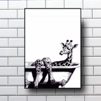 Giraffe bathroom prints set of 3