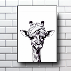 Giraffe bathroom prints set of 3