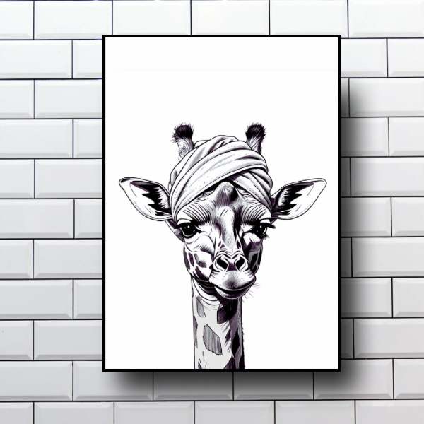 Giraffe bathroom prints set of 3