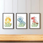 Be Kind, Be Happy, Be Brave Dino Prints Set of 3 Nursery Prints