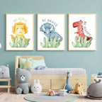 Be Kind, Be Happy, Be Brave Dino Prints Set of 3 Nursery Prints