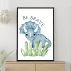 Be Kind, Be Happy, Be Brave Dino Prints Set of 3 Nursery Prints
