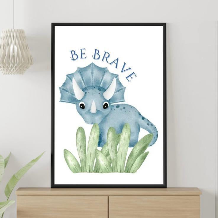 Be Kind, Be Happy, Be Brave Dino Prints Set of 3 Nursery Prints